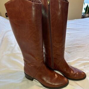 Size 11 Brown Faux Leather Knee-High Boots w/ zipper